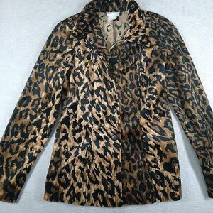 Vintage Wrapper Jacket Blazer Women's 9/10 Soft Animal Print Leopard Button
